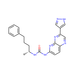 C[C@H](CCCc1ccccc1)NC(=O)Nc1ccc2ncc(-c3cn[nH]c3)nc2n1 ZINC000169704098