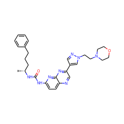 C[C@H](CCCc1ccccc1)NC(=O)Nc1ccc2ncc(-c3cnn(CCN4CCOCC4)c3)nc2n1 ZINC000169704095