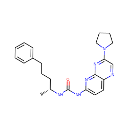 C[C@H](CCCc1ccccc1)NC(=O)Nc1ccc2ncc(N3CCCC3)nc2n1 ZINC000169704100