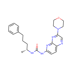 C[C@H](CCCc1ccccc1)NC(=O)Nc1ccc2ncc(N3CCOCC3)nc2n1 ZINC000169704093