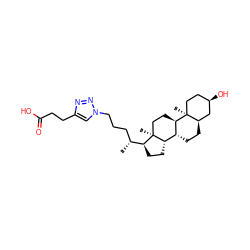 C[C@H](CCCn1cc(CCC(=O)O)nn1)[C@@H]1CC[C@H]2[C@H]3CC[C@@H]4C[C@H](O)CC[C@]4(C)[C@@H]3CC[C@@]21C ZINC000261161875