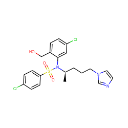 C[C@H](CCCn1ccnc1)N(c1cc(Cl)ccc1CO)S(=O)(=O)c1ccc(Cl)cc1 ZINC000028978266