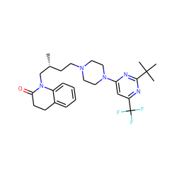 C[C@H](CCN1CCN(c2cc(C(F)(F)F)nc(C(C)(C)C)n2)CC1)CN1C(=O)CCc2ccccc21 ZINC000028568128