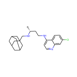 C[C@H](CCNc1ccnc2cc(Cl)ccc12)NCC12CC3CC(CC(C3)C1)C2 ZINC001772610666