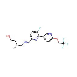 C[C@H](CCO)CNCc1ccc(F)c(-c2ccc(OCC(F)(F)F)nc2)n1 ZINC000261109256