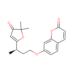 C[C@H](CCOc1ccc2ccc(=O)oc2c1)C1=CC(=O)C(C)(C)O1 ZINC000001761923