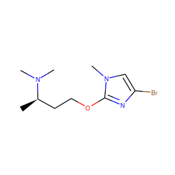 C[C@H](CCOc1nc(Br)cn1C)N(C)C ZINC000095593493