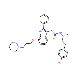 C[C@H](CCc1ccc(O)cc1)NC(=O)Cc1c(-c2ccccc2)[nH]c2c(OCCCN3CCCCC3)cccc12 ZINC000028892303