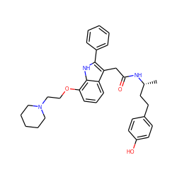 C[C@H](CCc1ccc(O)cc1)NC(=O)Cc1c(-c2ccccc2)[nH]c2c(OCCN3CCCCC3)cccc12 ZINC000028892297