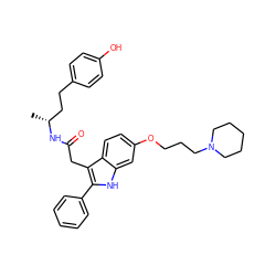 C[C@H](CCc1ccc(O)cc1)NC(=O)Cc1c(-c2ccccc2)[nH]c2cc(OCCCN3CCCCC3)ccc12 ZINC000028892276