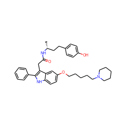 C[C@H](CCc1ccc(O)cc1)NC(=O)Cc1c(-c2ccccc2)[nH]c2ccc(OCCCCCN3CCCCC3)cc12 ZINC000028892270