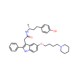 C[C@H](CCc1ccc(O)cc1)NC(=O)Cc1c(-c2ccccc2)[nH]c2ccc(OCCCCN3CCCCC3)cc12 ZINC000028892266