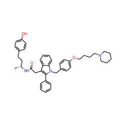 C[C@H](CCc1ccc(O)cc1)NC(=O)Cc1c(-c2ccccc2)n(Cc2ccc(OCCCCN3CCCCC3)cc2)c2ccccc12 ZINC000028892332