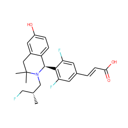 C[C@H](CF)CN1[C@H](c2c(F)cc(/C=C/C(=O)O)cc2F)c2ccc(O)cc2CC1(C)C ZINC000653730506