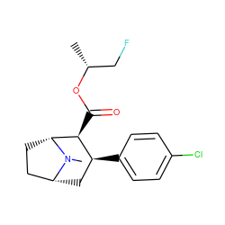 C[C@H](CF)OC(=O)[C@H]1[C@@H](c2ccc(Cl)cc2)C[C@@H]2CC[C@H]1N2C ZINC000003972543