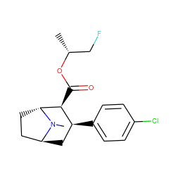 C[C@H](CF)OC(=O)[C@H]1[C@@H](c2ccc(Cl)cc2)C[C@H]2CC[C@H]1N2C ZINC000101112157