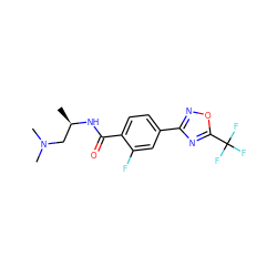 C[C@H](CN(C)C)NC(=O)c1ccc(-c2noc(C(F)(F)F)n2)cc1F ZINC000142927106