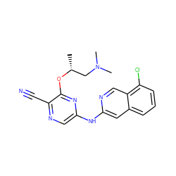 C[C@H](CN(C)C)Oc1nc(Nc2cc3cccc(Cl)c3cn2)cnc1C#N ZINC000068207132