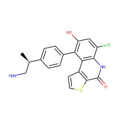 C[C@H](CN)c1ccc(-c2c(O)cc(Cl)c3[nH]c(=O)c4sccc4c23)cc1 ZINC000165039182