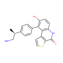 C[C@H](CN)c1ccc(-c2c(O)ccc3[nH]c(=O)c4sccc4c23)cc1 ZINC000150236596