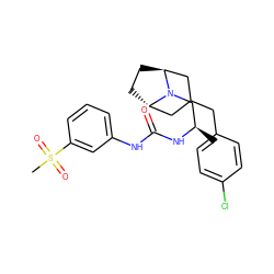 C[C@H](CN1[C@H]2CC[C@H]1CC(Cc1ccc(Cl)cc1)C2)NC(=O)Nc1cccc(S(C)(=O)=O)c1 ZINC000100970029