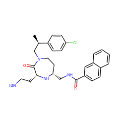 C[C@H](CN1CC[C@H](CNC(=O)c2ccc3ccccc3c2)N[C@H](CCN)C1=O)c1ccc(Cl)cc1 ZINC000206896323