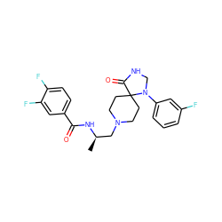 C[C@H](CN1CCC2(CC1)C(=O)NCN2c1cccc(F)c1)NC(=O)c1ccc(F)c(F)c1 ZINC000095581001