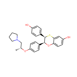 C[C@H](CN1CCCC1)Oc1ccc([C@@H]2Oc3ccc(O)cc3S[C@@H]2c2ccc(O)cc2)cc1 ZINC000028348856