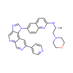 C[C@H](CN1CCOCC1)Nc1ccc2cc(-n3cnc4cnc5cnc(-c6ccncc6)cc5c43)ccc2n1 ZINC001554647162