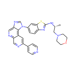 C[C@H](CN1CCOCC1)Nc1nc2ccc(-n3cnc4cnc5cnc(-c6ccncc6)cc5c43)cc2s1 ZINC001772572915