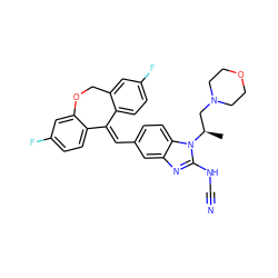 C[C@H](CN1CCOCC1)n1c(NC#N)nc2cc(/C=C3\c4ccc(F)cc4COc4cc(F)ccc43)ccc21 ZINC000043206667