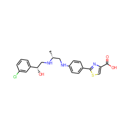 C[C@H](CNc1ccc(-c2nc(C(=O)O)cs2)cc1)NC[C@H](O)c1cccc(Cl)c1 ZINC000028948437