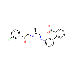 C[C@H](CNc1cccc(-c2ccccc2C(=O)O)c1)NC[C@H](O)c1cccc(Cl)c1 ZINC000013686455