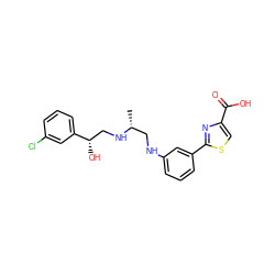 C[C@H](CNc1cccc(-c2nc(C(=O)O)cs2)c1)NC[C@H](O)c1cccc(Cl)c1 ZINC000028948439