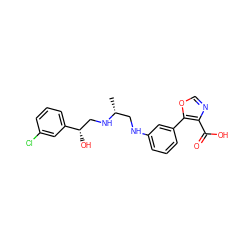 C[C@H](CNc1cccc(-c2ocnc2C(=O)O)c1)NC[C@H](O)c1cccc(Cl)c1 ZINC000028948447