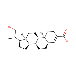 C[C@H](CO)[C@@H]1CC[C@@H]2[C@@H]3CC[C@@H]4C=C(C(=O)O)CC[C@]4(C)[C@@H]3CC[C@]12C ZINC000028008795