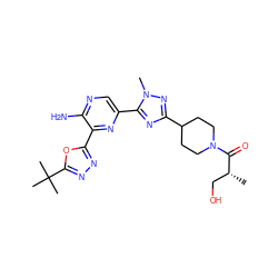 C[C@H](CO)C(=O)N1CCC(c2nc(-c3cnc(N)c(-c4nnc(C(C)(C)C)o4)n3)n(C)n2)CC1 ZINC000145535372