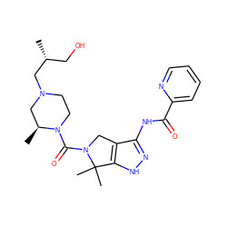 C[C@H](CO)CN1CCN(C(=O)N2Cc3c(NC(=O)c4ccccn4)n[nH]c3C2(C)C)[C@@H](C)C1 ZINC000149409136