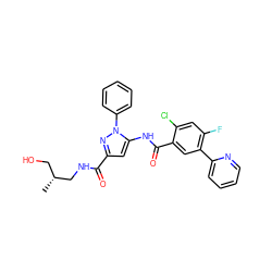 C[C@H](CO)CNC(=O)c1cc(NC(=O)c2cc(-c3ccccn3)c(F)cc2Cl)n(-c2ccccc2)n1 ZINC001772611652