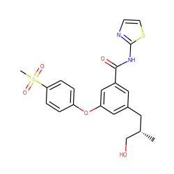 C[C@H](CO)Cc1cc(Oc2ccc(S(C)(=O)=O)cc2)cc(C(=O)Nc2nccs2)c1 ZINC000034208294