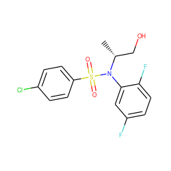 C[C@H](CO)N(c1cc(F)ccc1F)S(=O)(=O)c1ccc(Cl)cc1 ZINC000028478185