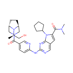 C[C@H](CO)N1[C@H]2CC[C@H]1CN(C(=O)c1ccc(Nc3ncc4cc(C(=O)N(C)C)n(C5CCCC5)c4n3)nc1)C2 ZINC000261147435