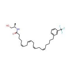 C[C@H](CO)NC(=O)CCC/C=C\C/C=C\C/C=C\C/C=C\CCCCc1cccc(C(F)(F)F)c1 ZINC000040407984