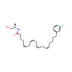 C[C@H](CO)NC(=O)CCC/C=C\C/C=C\C/C=C\C/C=C\CCCCc1cccc(Cl)c1 ZINC000040861237