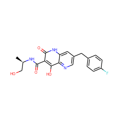 C[C@H](CO)NC(=O)c1c(O)c2ncc(Cc3ccc(F)cc3)cc2[nH]c1=O ZINC000095595976