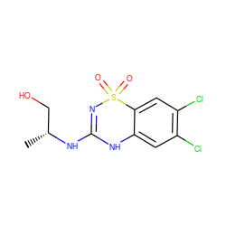 C[C@H](CO)NC1=NS(=O)(=O)c2cc(Cl)c(Cl)cc2N1 ZINC000073200242