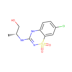 C[C@H](CO)NC1=NS(=O)(=O)c2cc(Cl)ccc2N1 ZINC000073198673