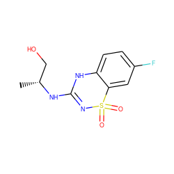 C[C@H](CO)NC1=NS(=O)(=O)c2cc(F)ccc2N1 ZINC000073200238