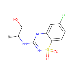 C[C@H](CO)NC1=NS(=O)(=O)c2ccc(Cl)cc2N1 ZINC000073405596