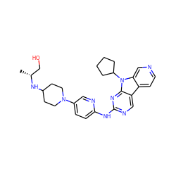 C[C@H](CO)NC1CCN(c2ccc(Nc3ncc4c5ccncc5n(C5CCCC5)c4n3)nc2)CC1 ZINC000117685053